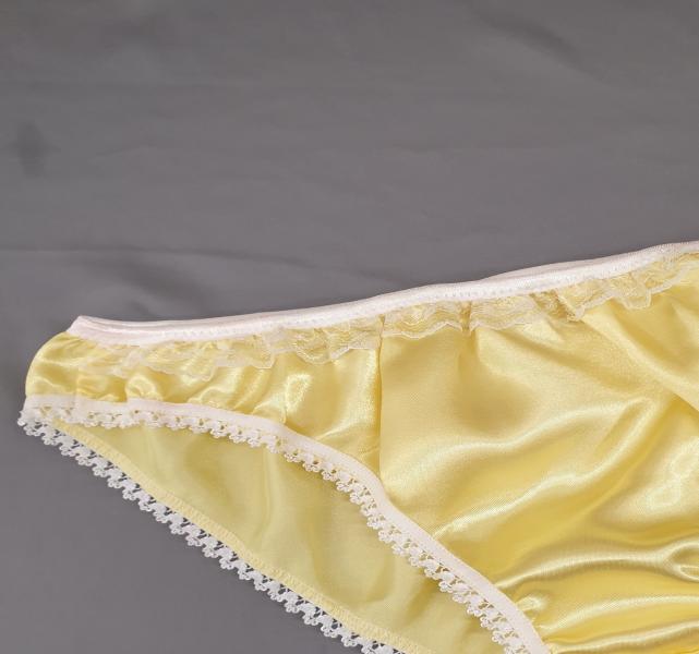 Lemon yellow satin bikini briefs